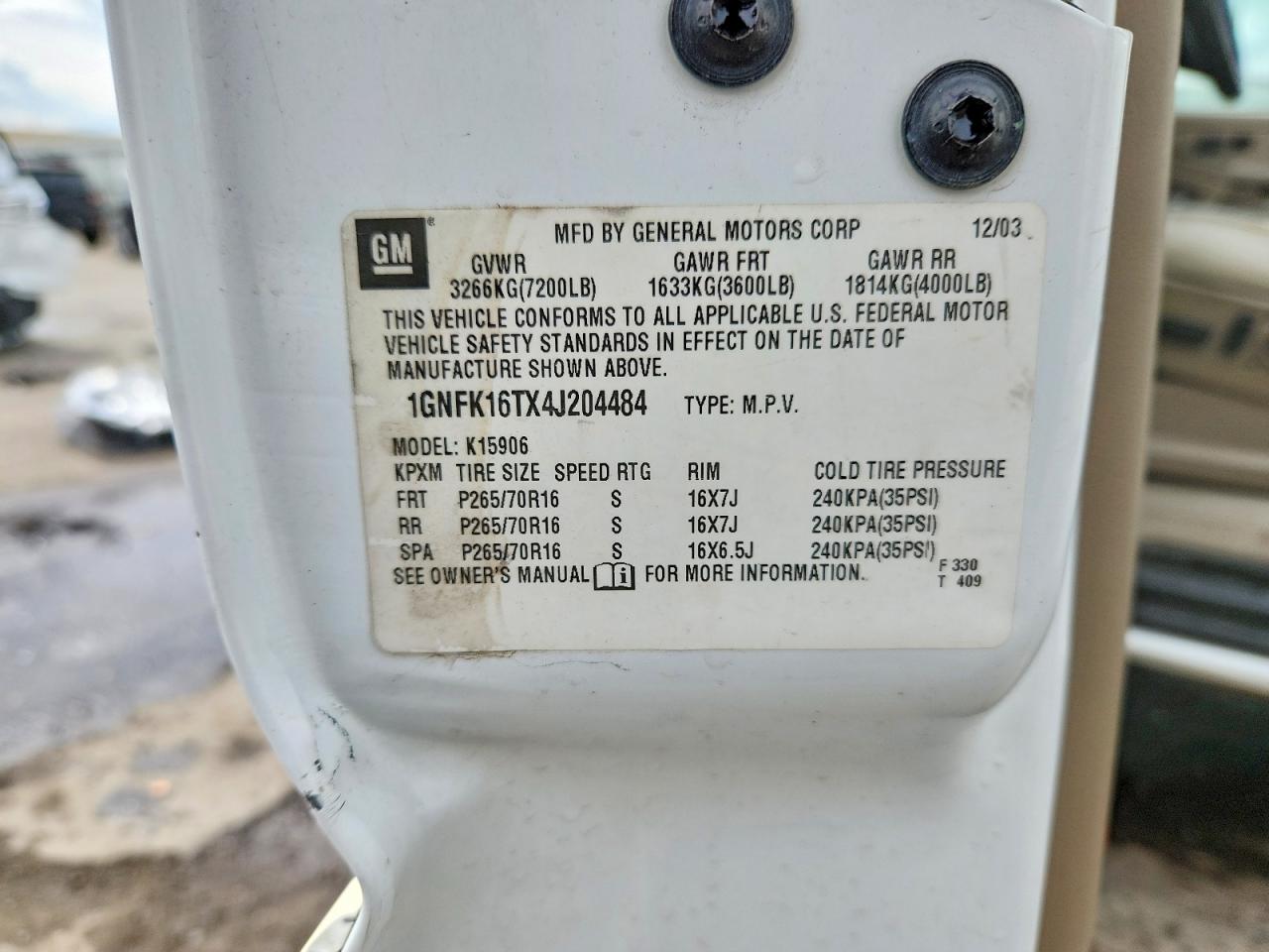 2004 CHEVROLET SUBURBAN K1500 photo 37