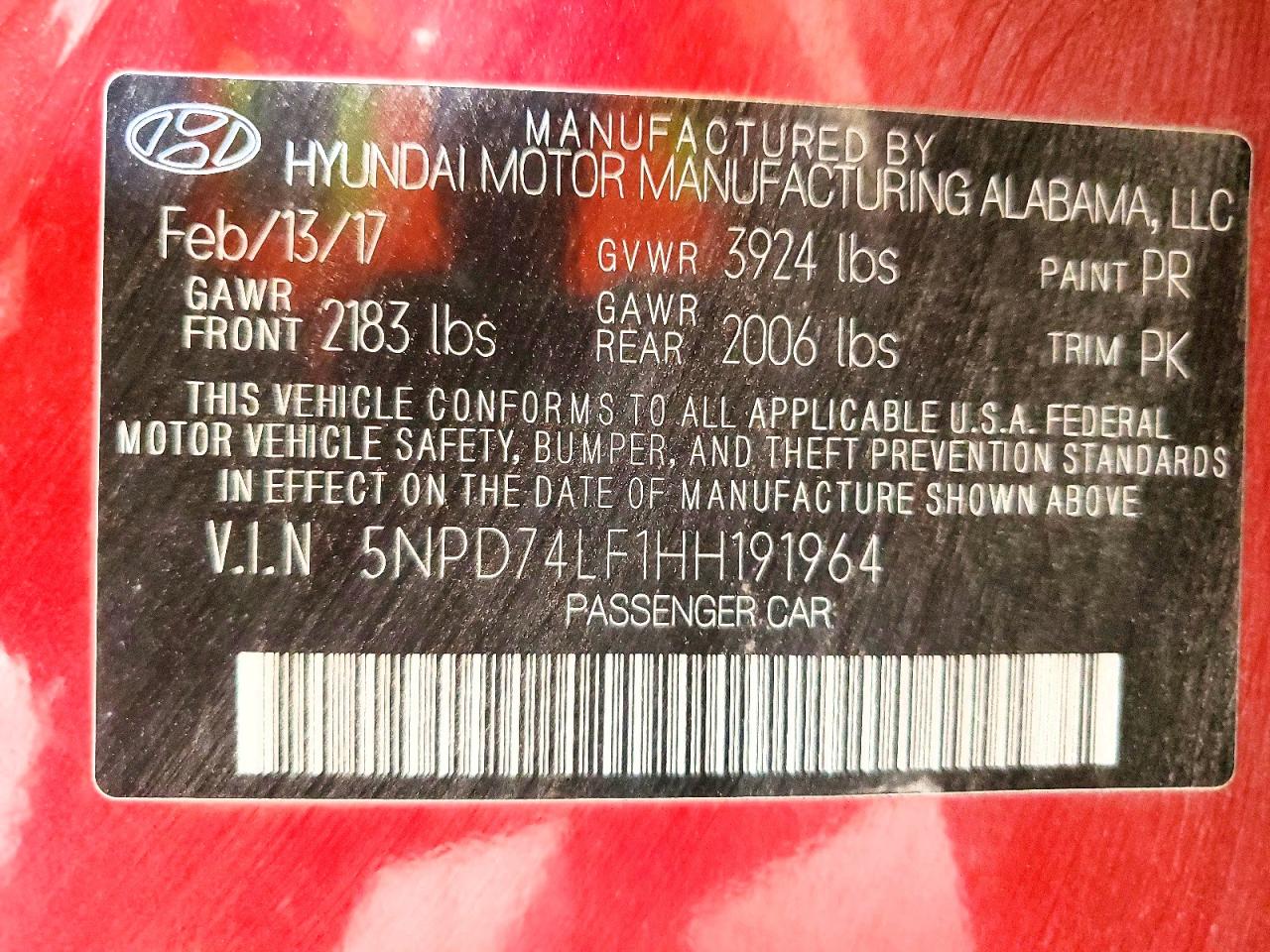 2017 HYUNDAI ELANTRA photo 12