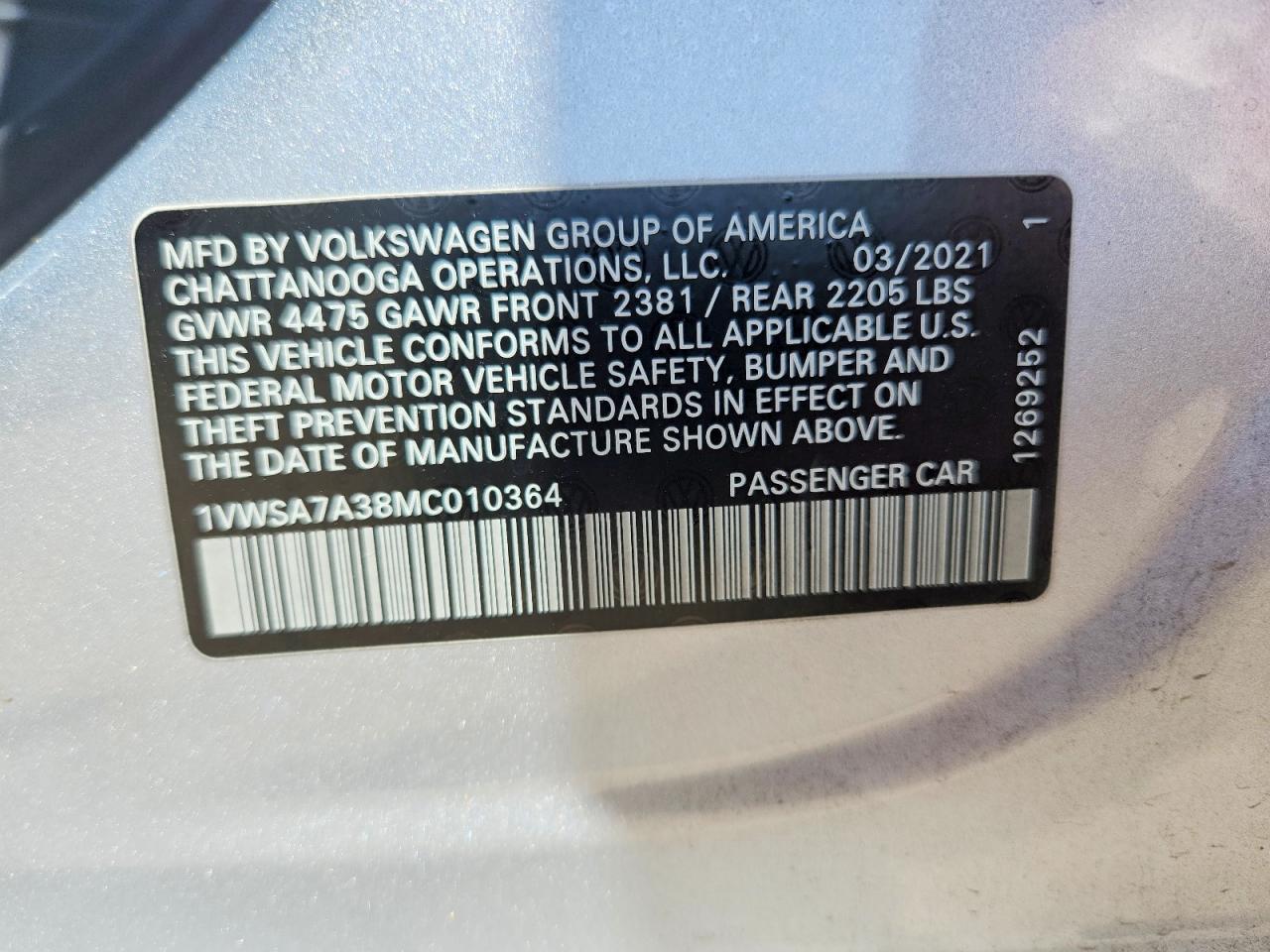 2021 VOLKSWAGEN PASSAT SE photo 34