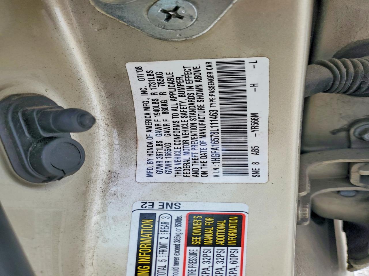 2008 HONDA CIVIC LX photo 12