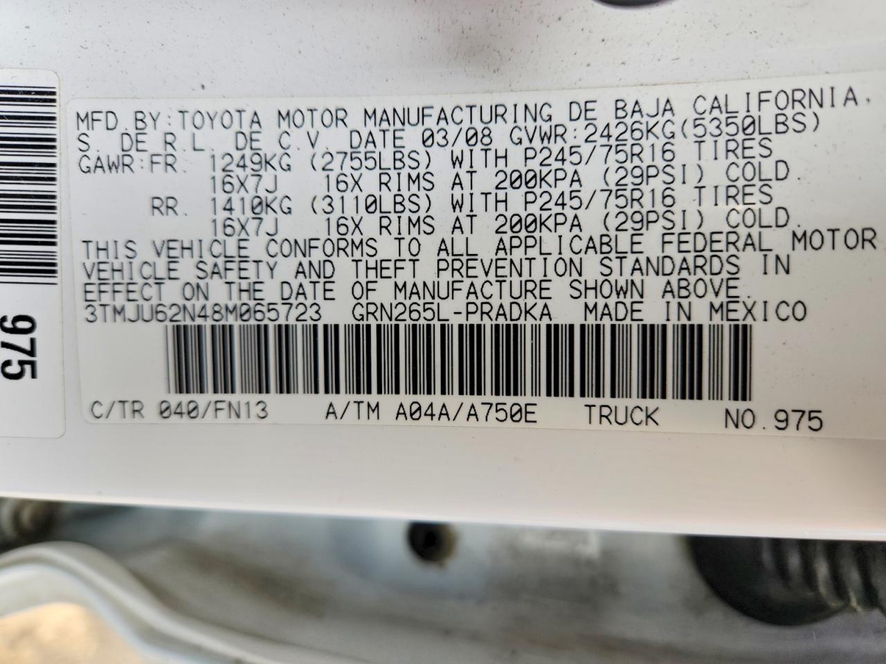 2008 TOYOTA TACOMA PRERUNNER V6 photo 23