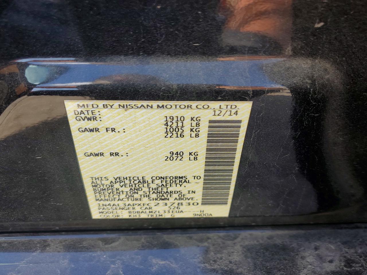 2015 NISSAN ALTIMA 2.5 SV photo 12