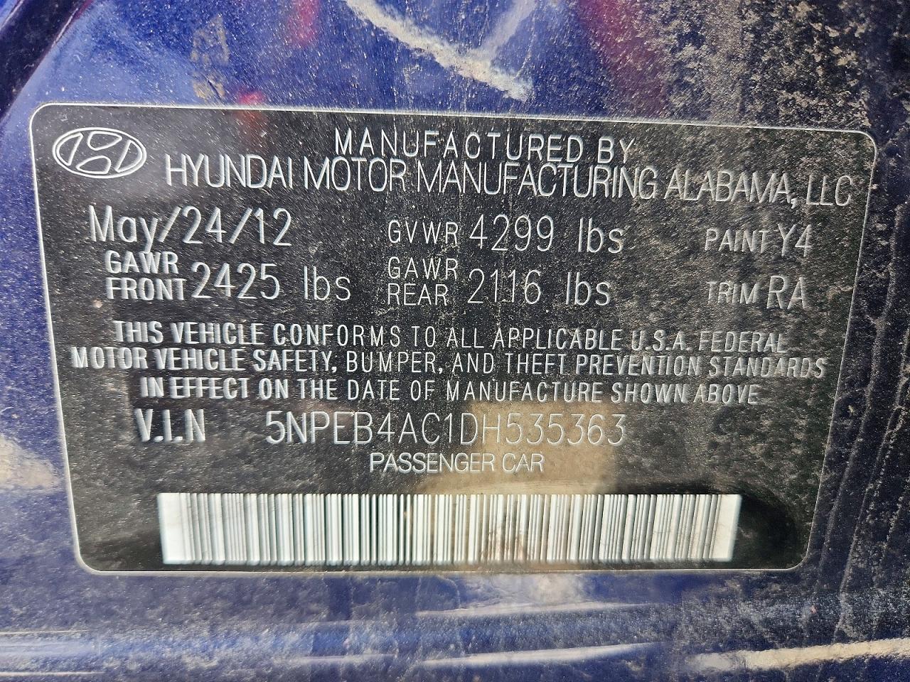 2013 HYUNDAI SONATA GLS photo 12