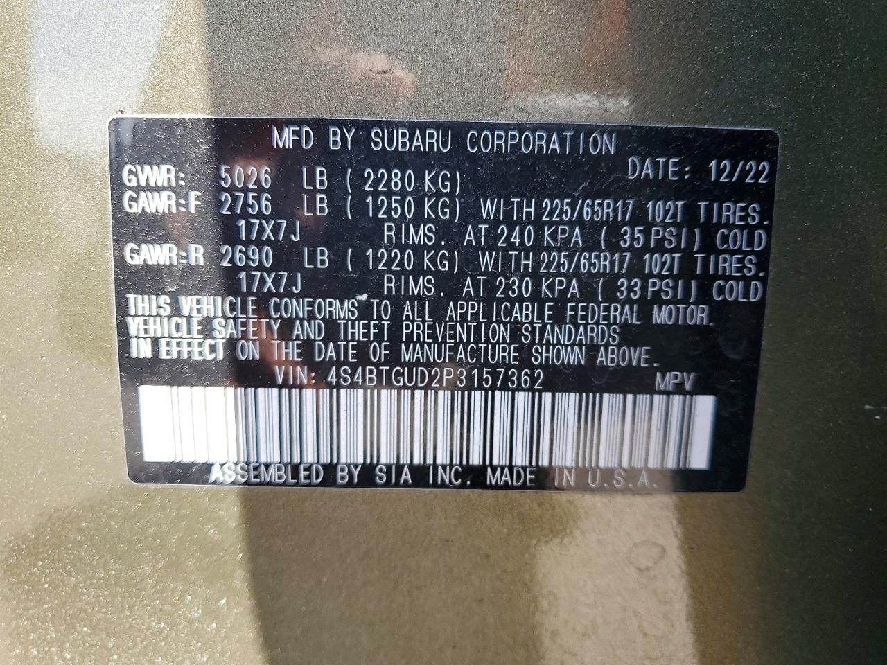 2023 SUBARU OUTBACK WILDERNESS photo 37