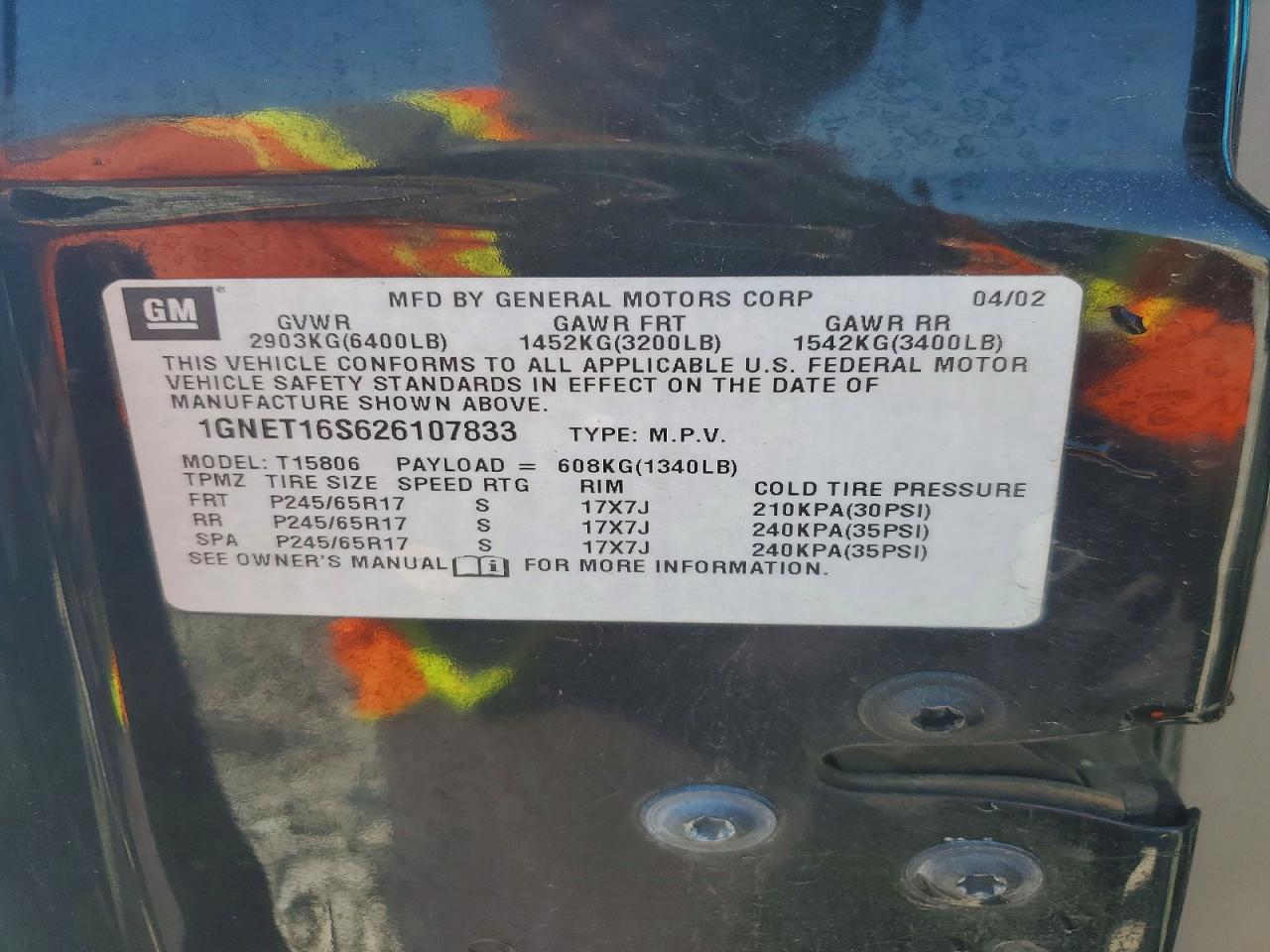 2002 CHEVROLET TRAILBLAZER EXT photo 13