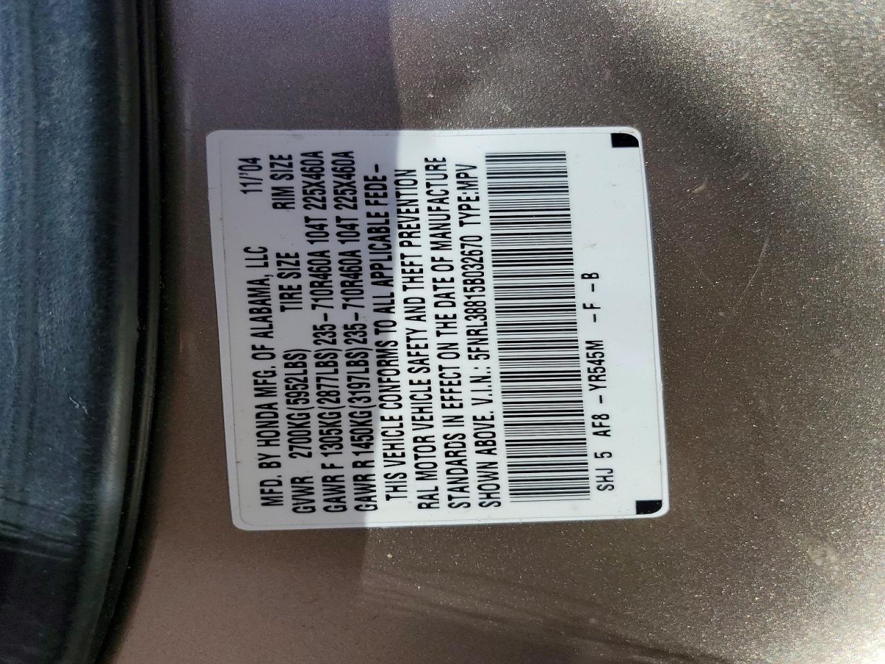 2005 HONDA ODYSSEY TOURING photo 37
