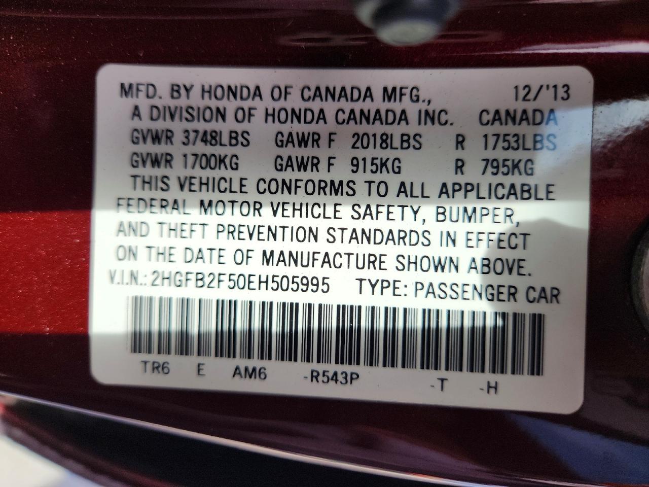 2014 HONDA CIVIC LX photo 23