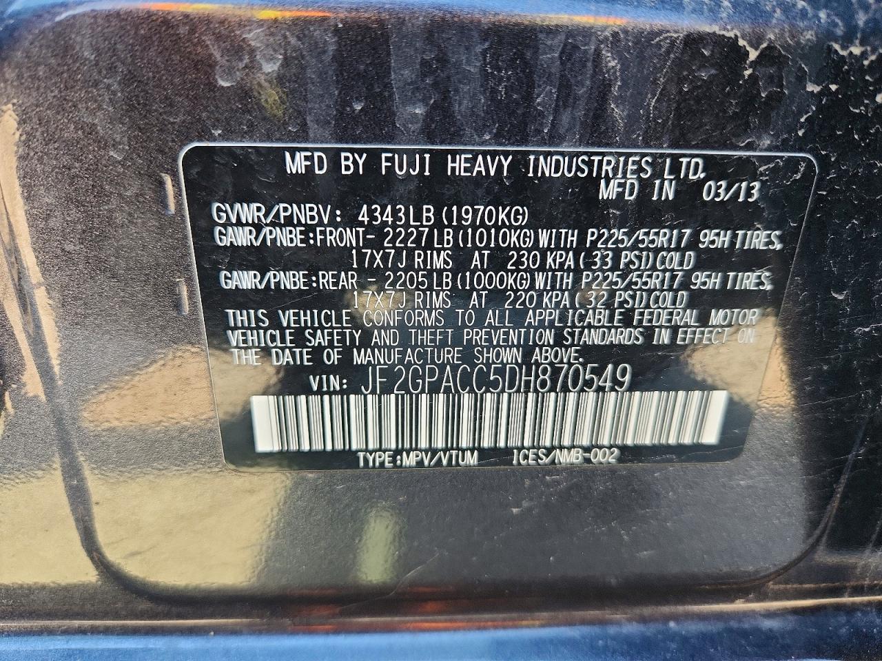 2013 SUBARU XV CROSSTREK 2.0 PREMIUM photo 14