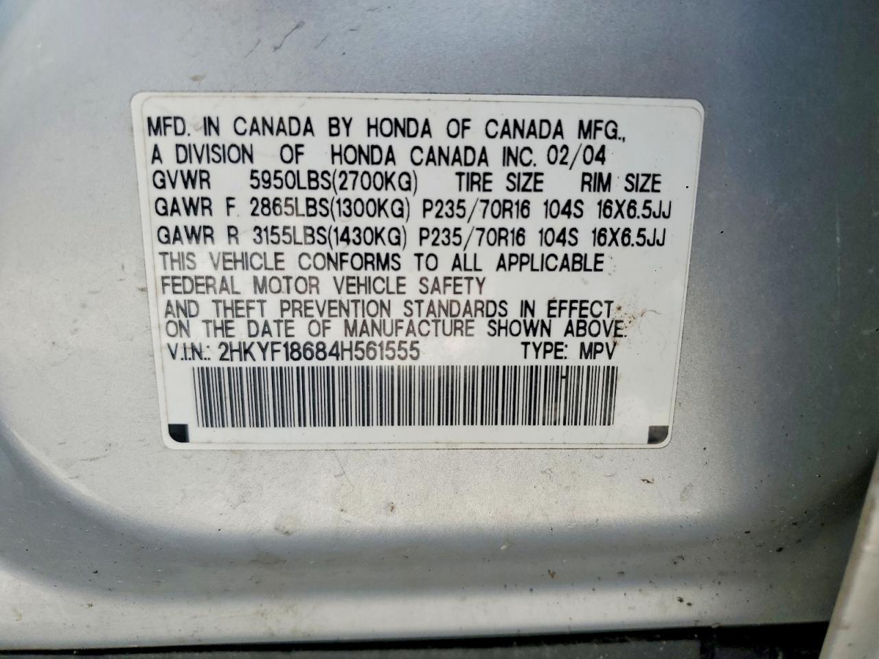 2004 HONDA PILOT EXL photo 37