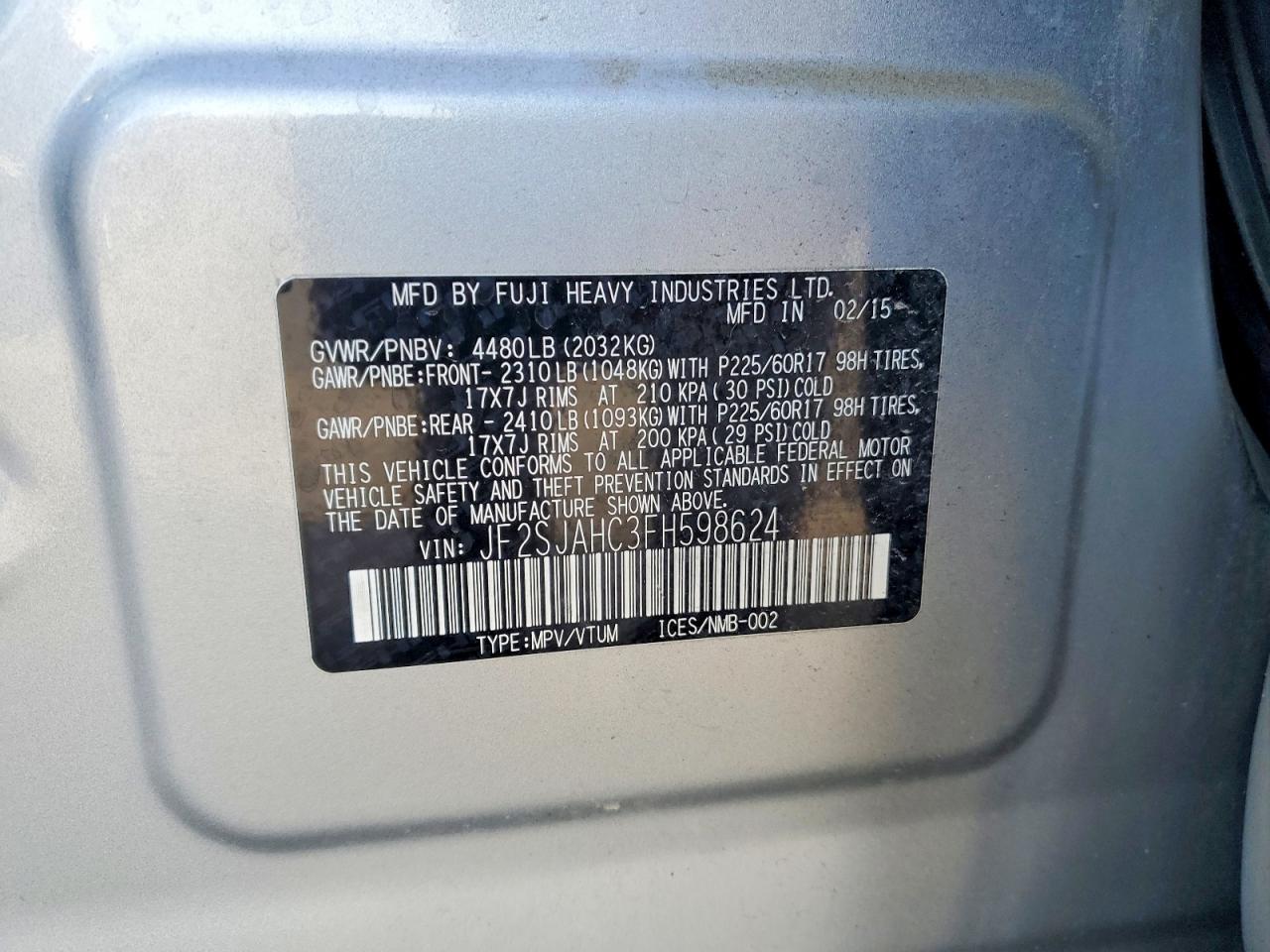 2015 SUBARU FORESTER 2.5I LIMITED photo 40