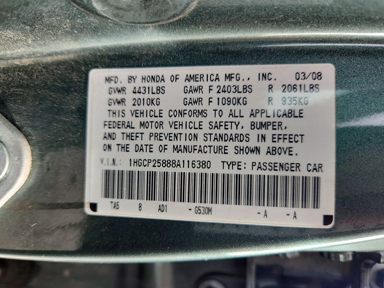 2008 HONDA ACCORD EXL photo 25