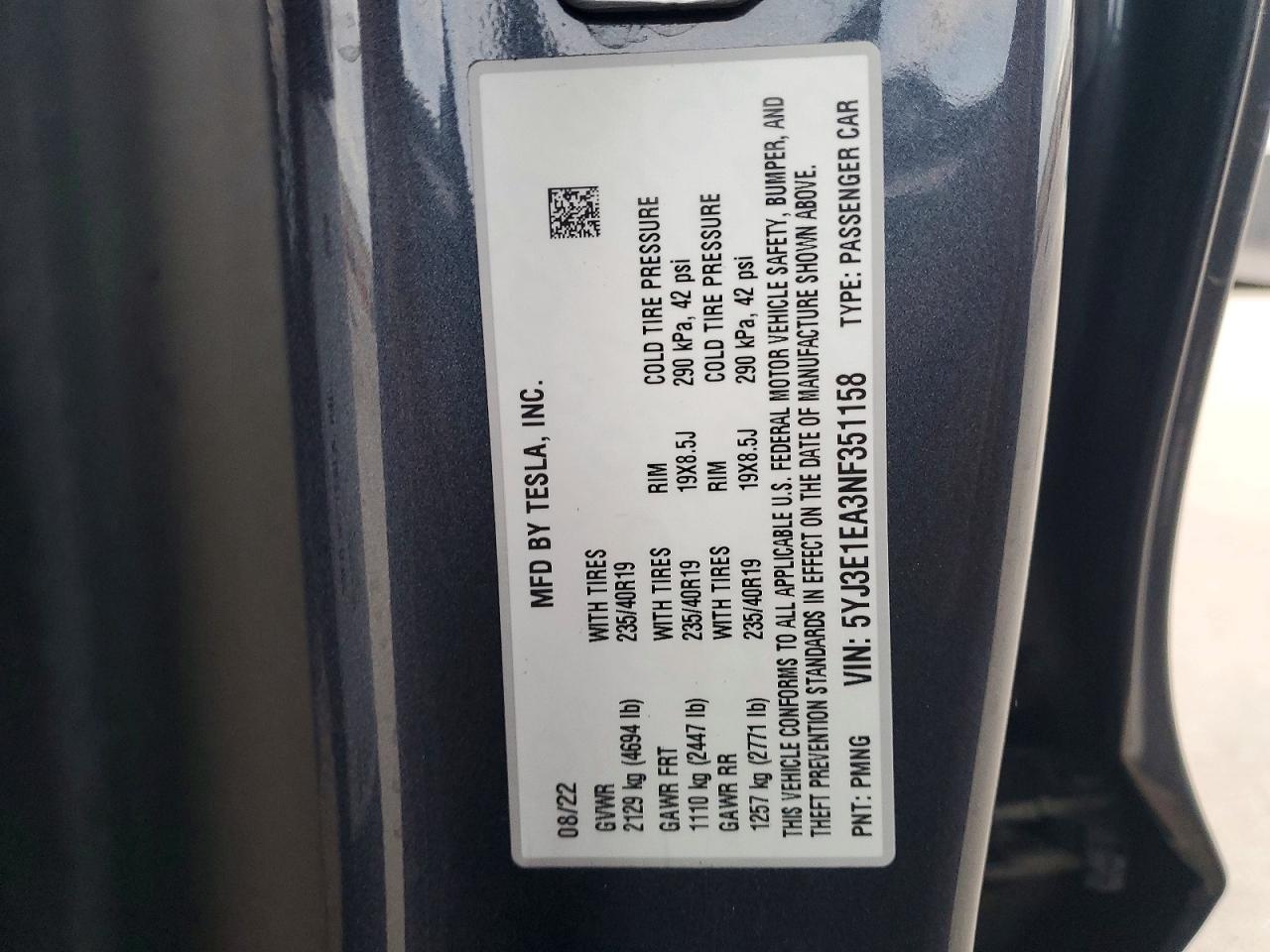 2022 TESLA MODEL 3 photo 12