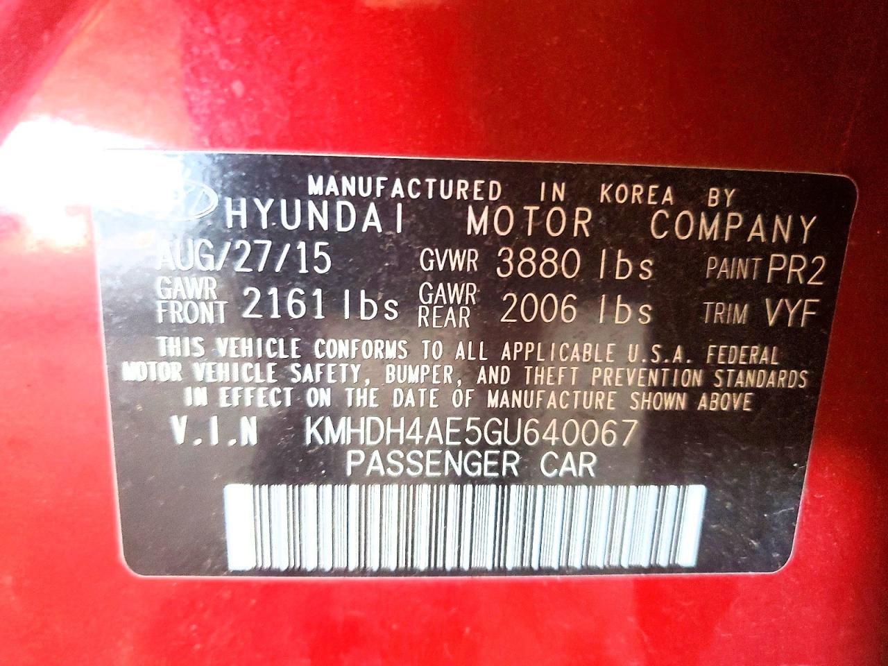 2016 HYUNDAI ELANTRA SE photo 23
