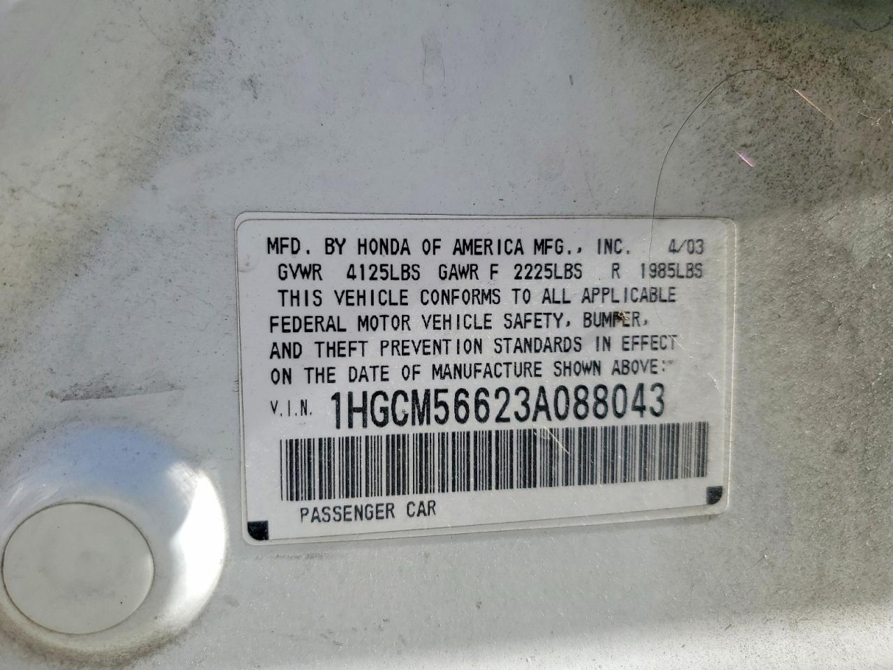 2003 HONDA ACCORD EX photo 12