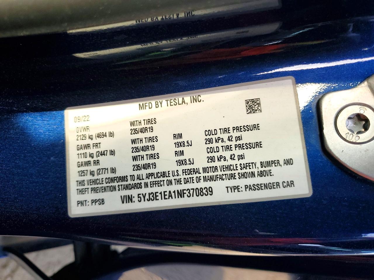 2022 TESLA MODEL 3 photo 34