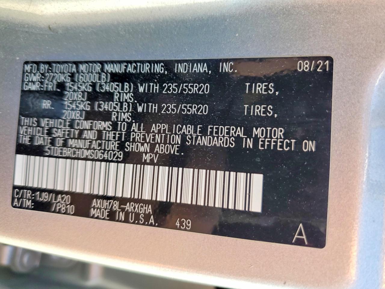 2021 TOYOTA HIGHLANDER HYBRID PLATINUM photo 13