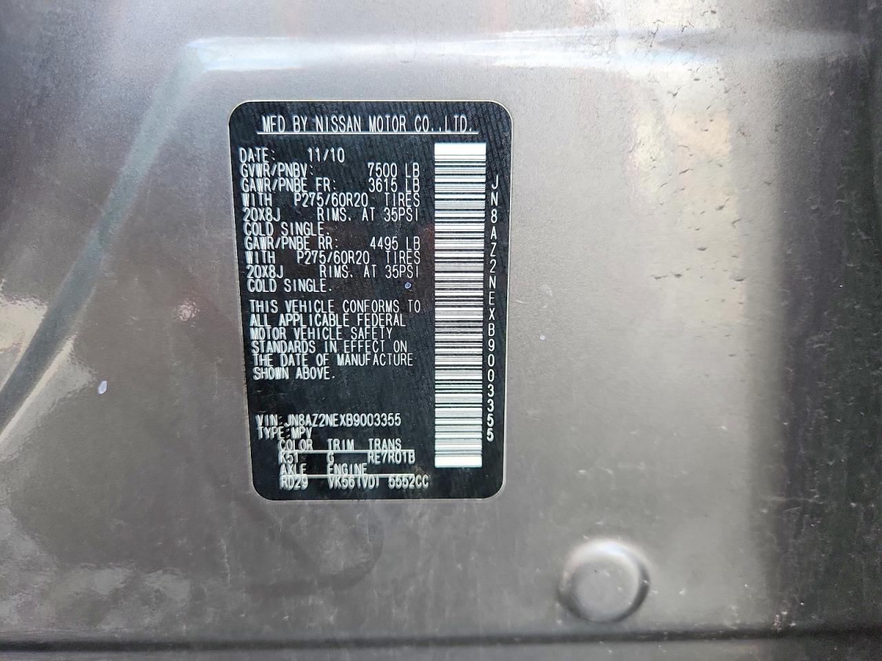 2011 INFINITI QX56 BASE photo 12