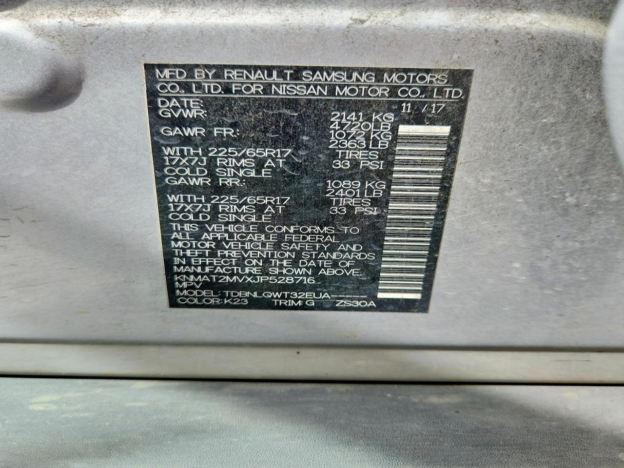2018 NISSAN ROGUE SV photo 27