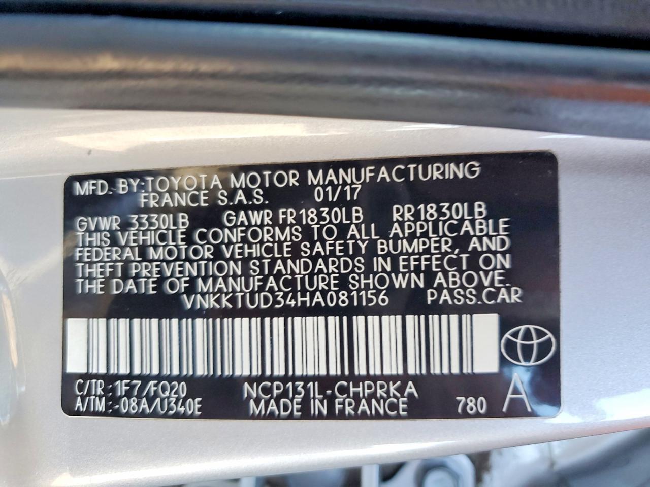 2017 TOYOTA YARIS 5-DOOR L FLEET photo 12