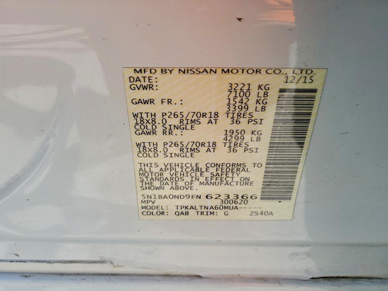 2015 NISSAN ARMADA SV photo 13