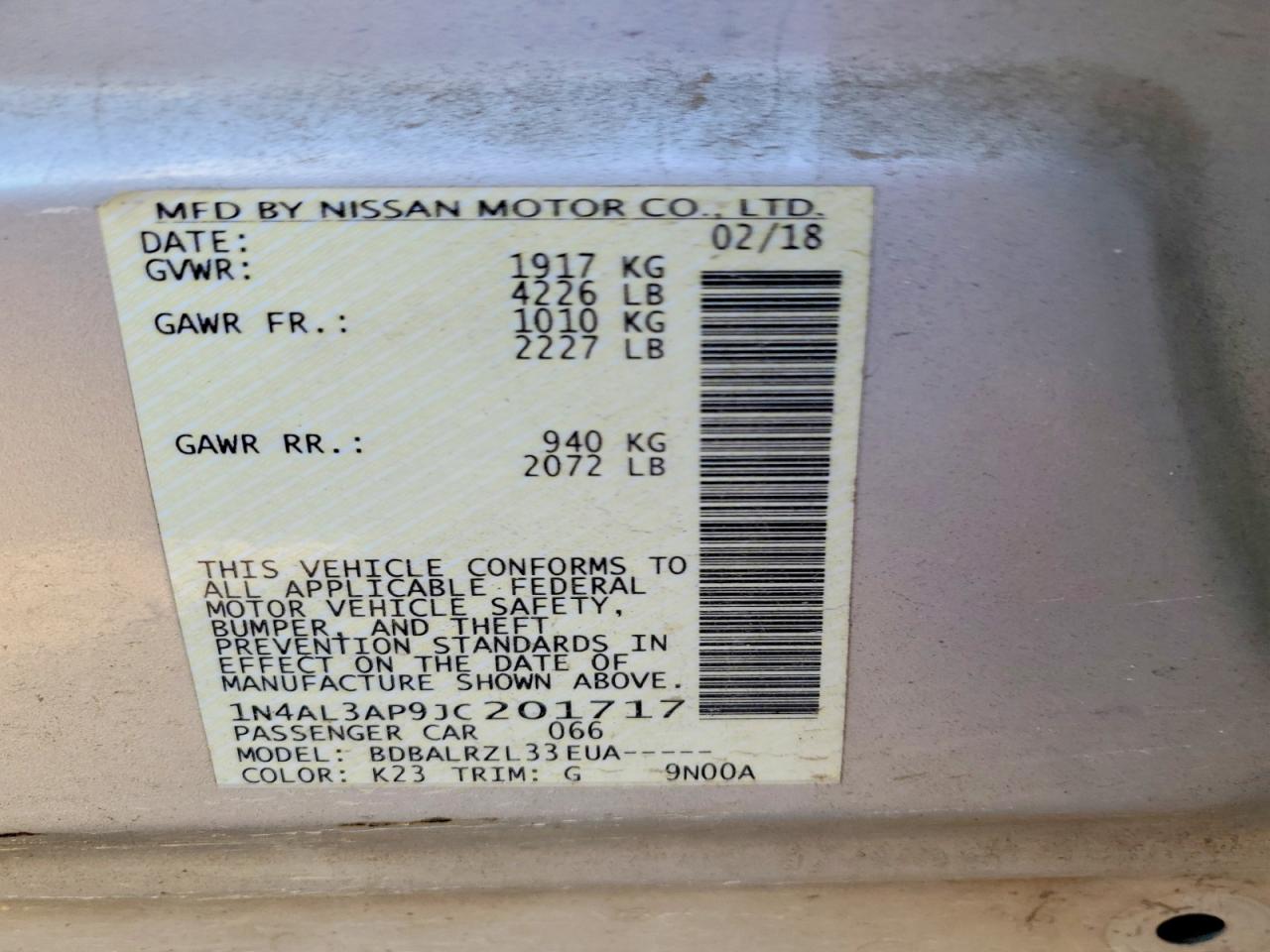 2018 NISSAN ALTIMA 2.5 SL photo 23