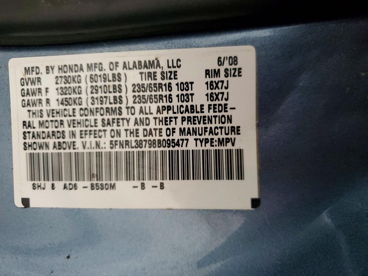 2008 HONDA ODYSSEY EXL photo 34