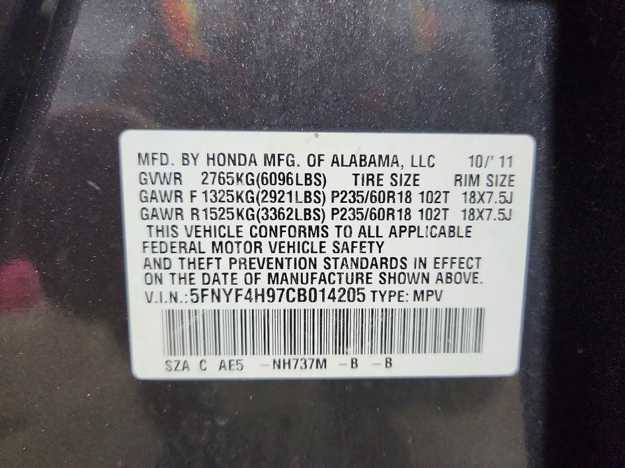 2012 HONDA PILOT TOURING photo 27