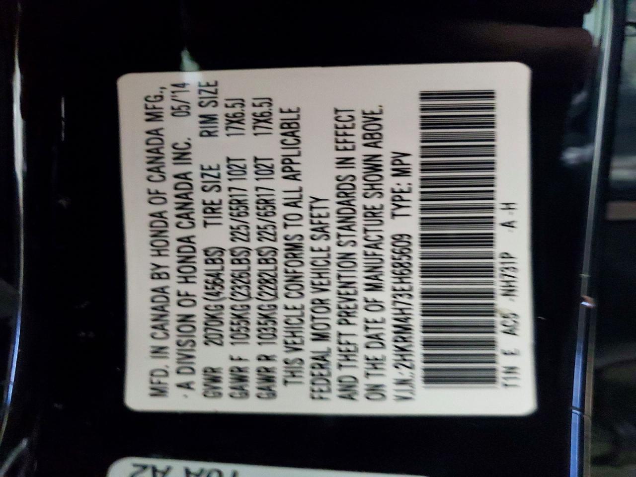 2014 HONDA CR-V EXL photo 37