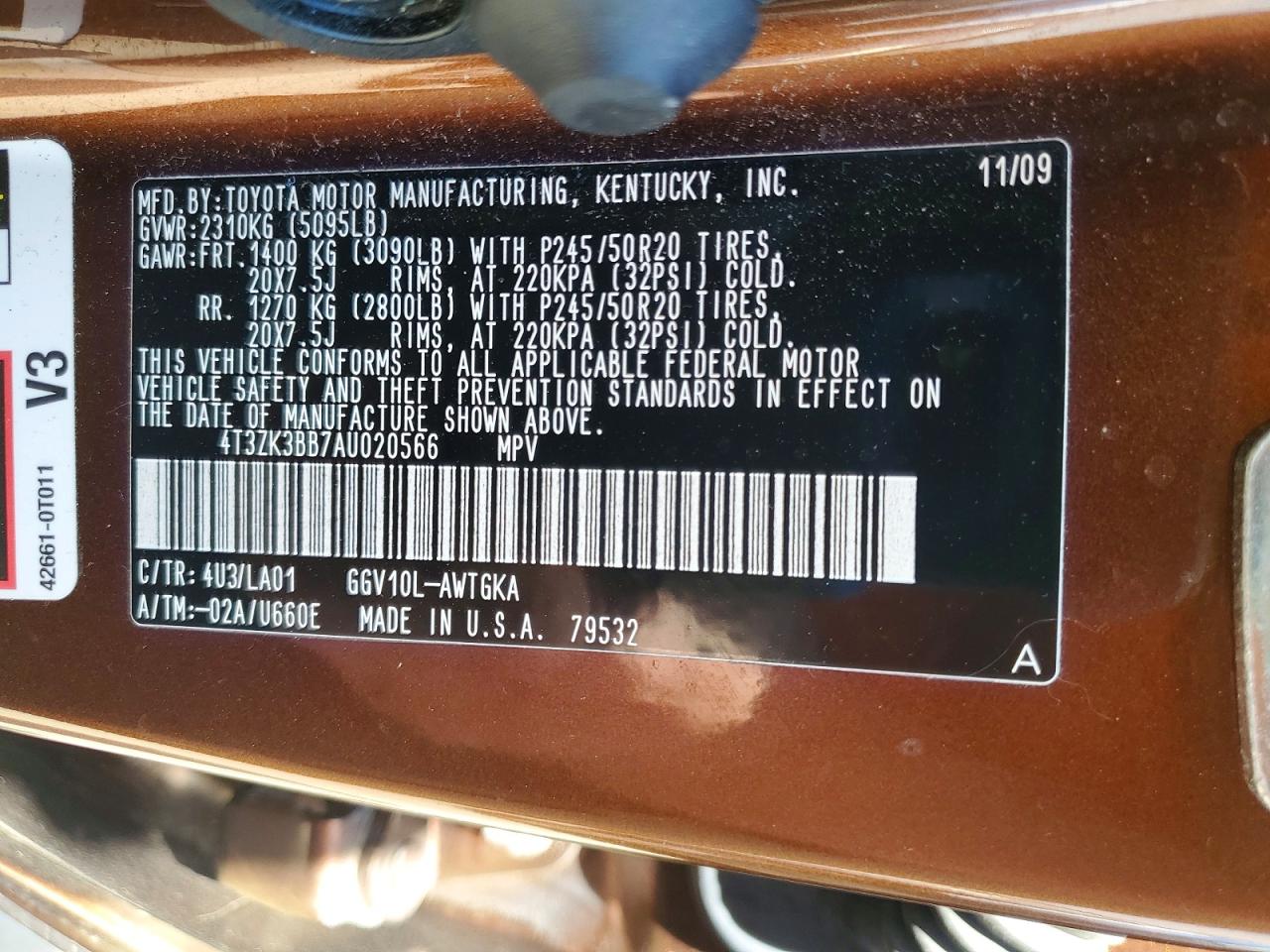 2010 TOYOTA VENZA FWD V6 photo 40