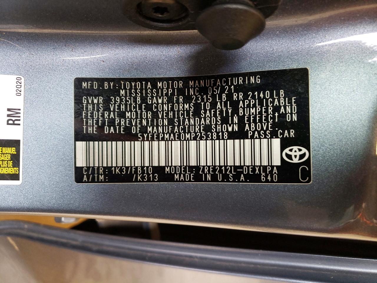 2021 TOYOTA COROLLA LE photo 25