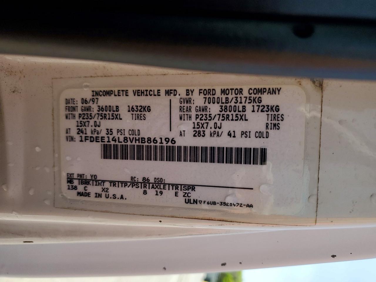 1997 FORD ECONOLINE E150 VAN photo 40