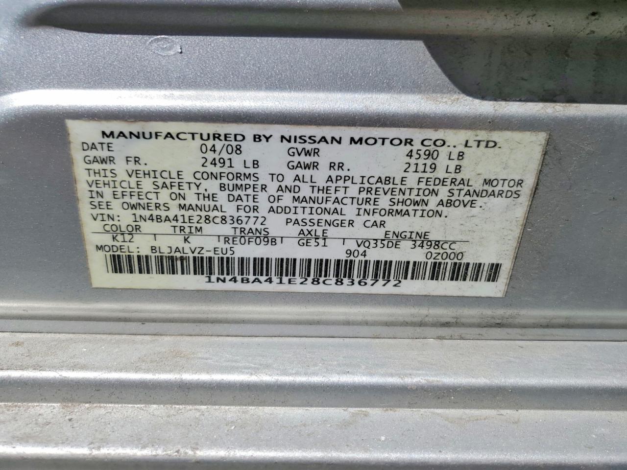 2008 NISSAN MAXIMA 3.5 SE photo 34