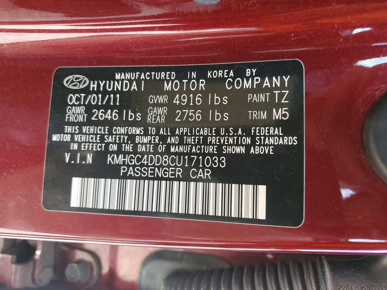 2012 HYUNDAI GENESIS 3.8L V6 photo 12