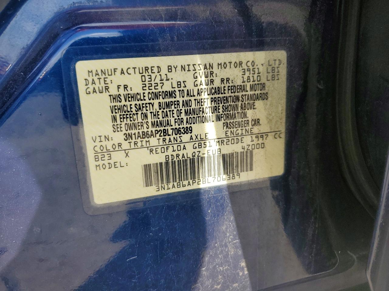 2011 NISSAN SENTRA 2.0 photo 23