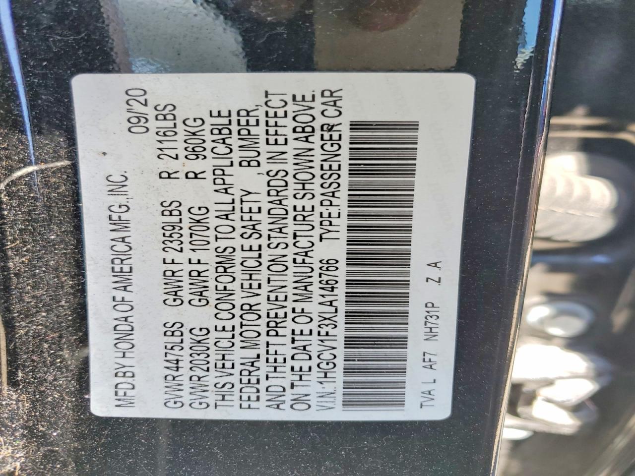 2020 HONDA ACCORD SPORT photo 37
