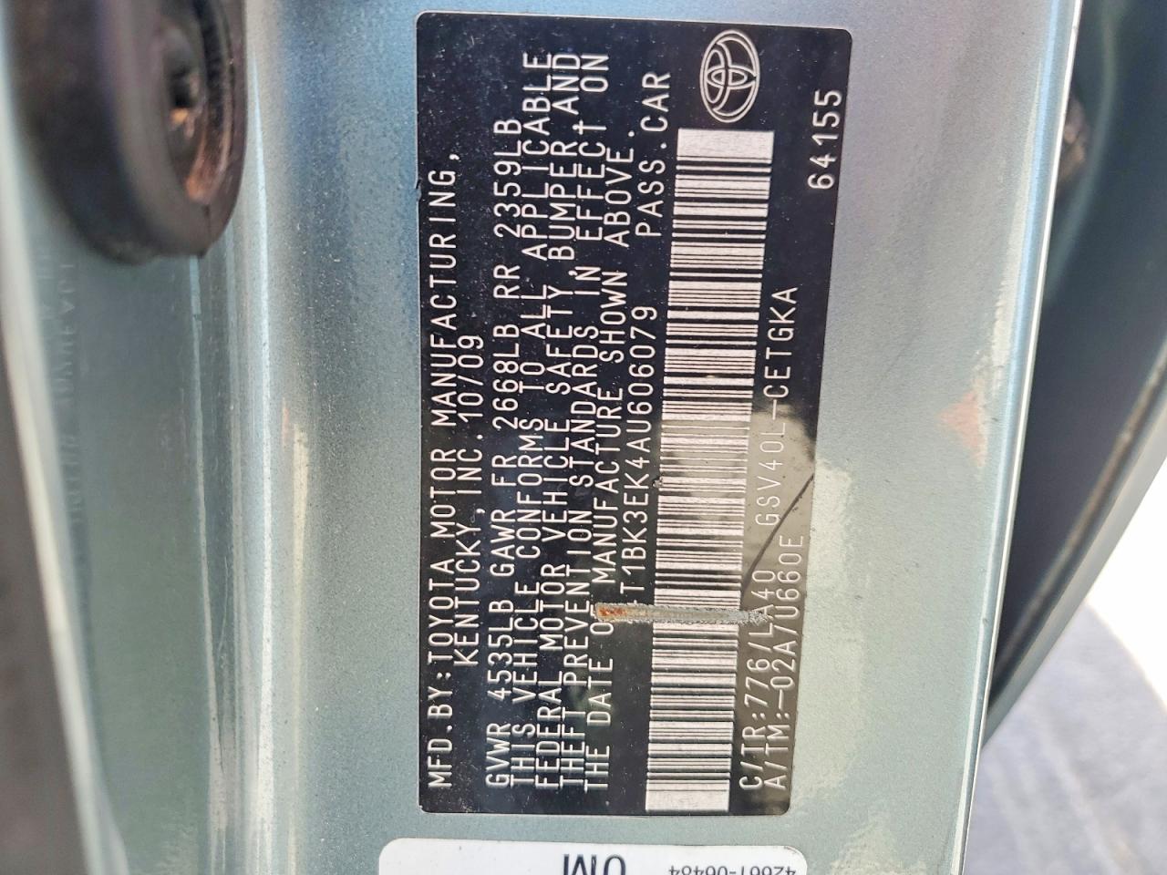 2010 TOYOTA CAMRY XLE V6 photo 12
