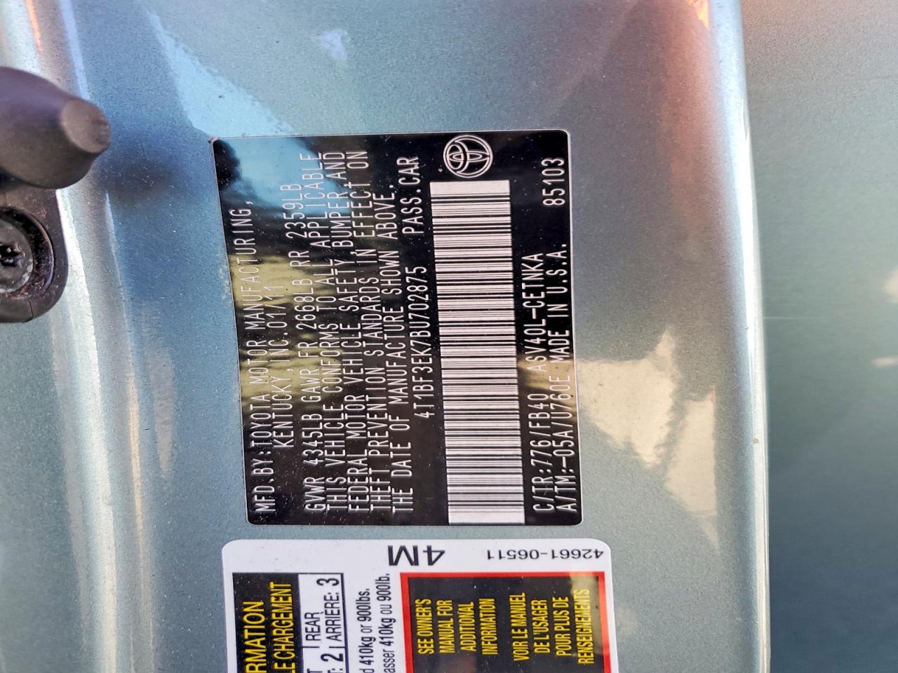 2011 TOYOTA CAMRY LE photo 34
