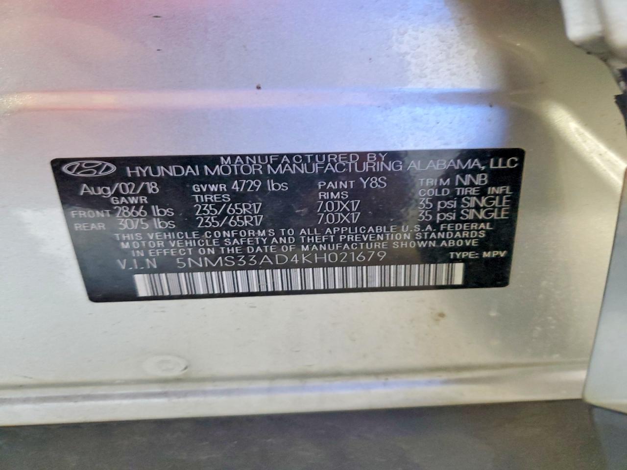 2019 HYUNDAI SANTA FE SEL 2.4L photo 25