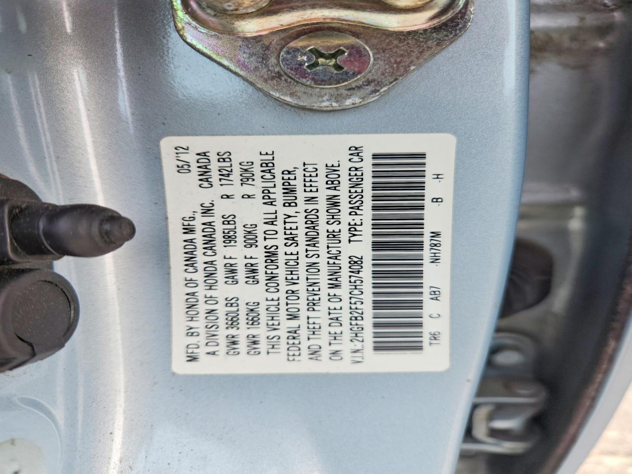 2012 HONDA CIVIC LX photo 34
