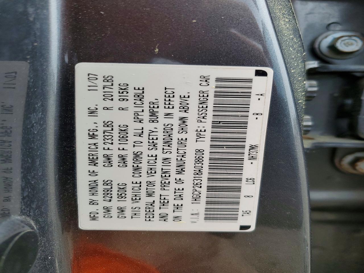 2008 HONDA ACCORD photo 37