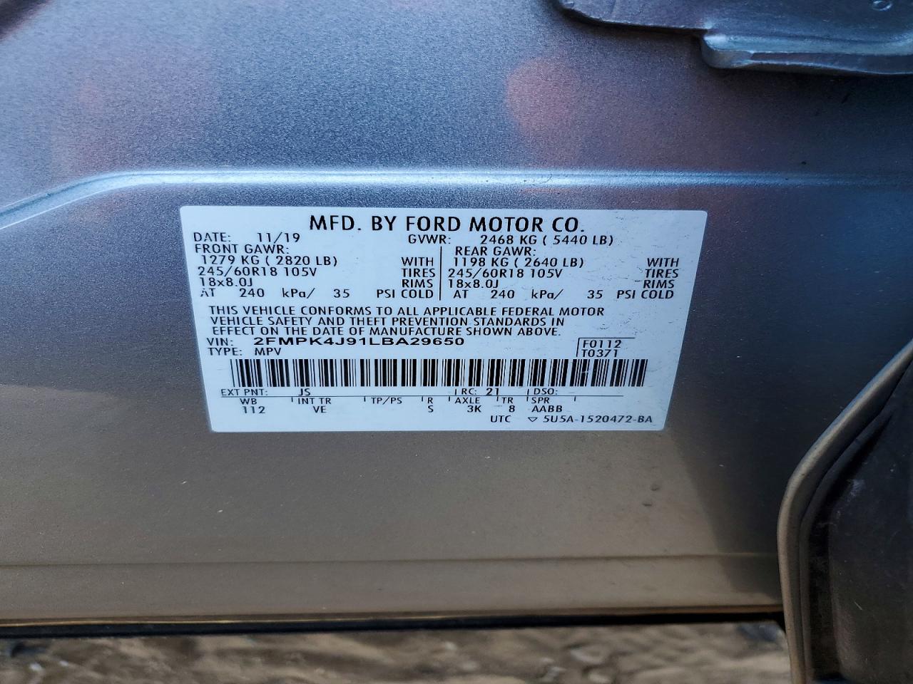 2020 FORD EDGE SEL photo 37