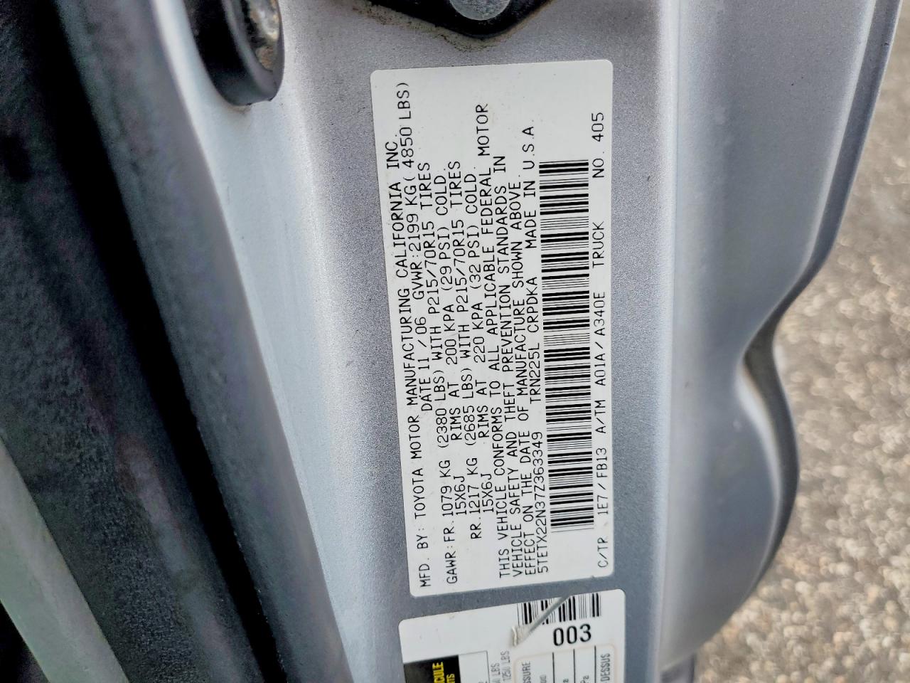 2007 TOYOTA TACOMA BASE photo 34
