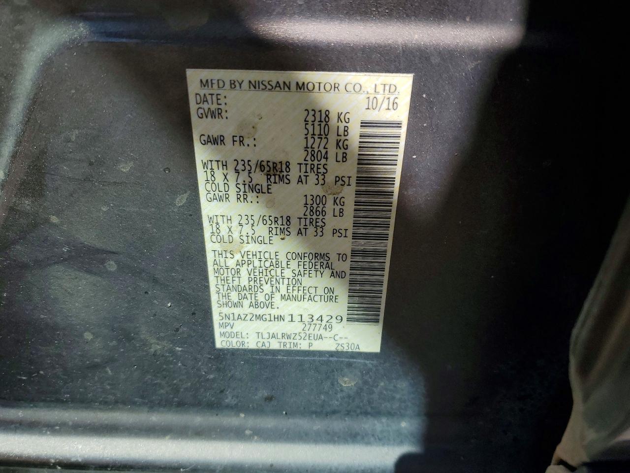 2017 NISSAN MURANO SL photo 40