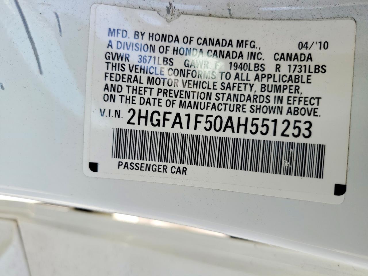2010 HONDA CIVIC LX photo 34