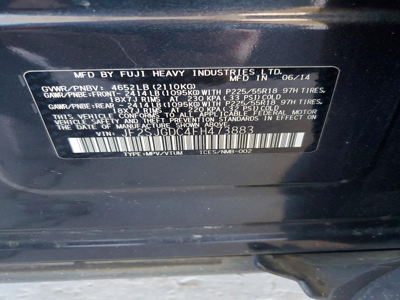 2015 SUBARU FORESTER 2.0XT PREMIUM photo 12