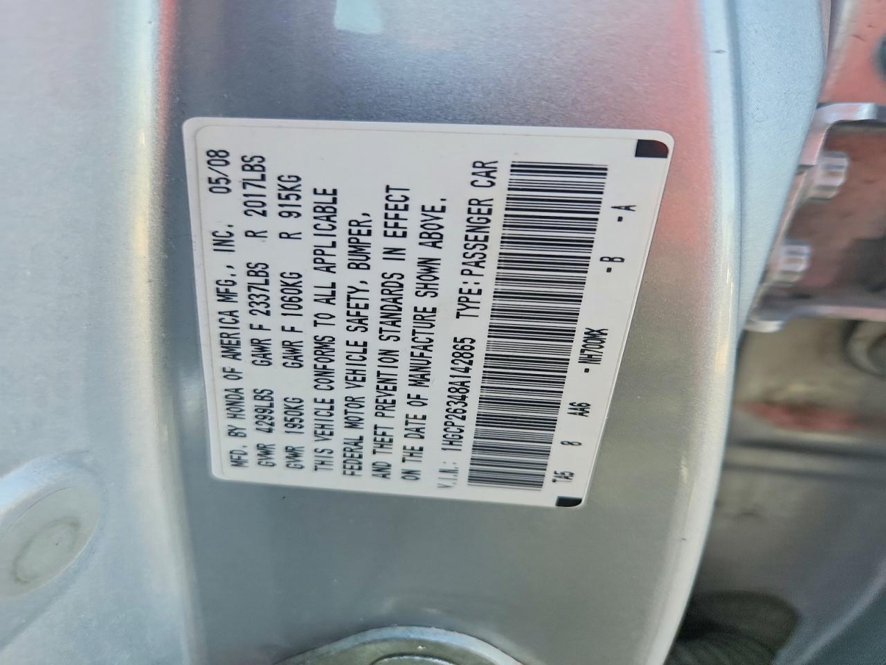 2008 HONDA ACCORD LX photo 13