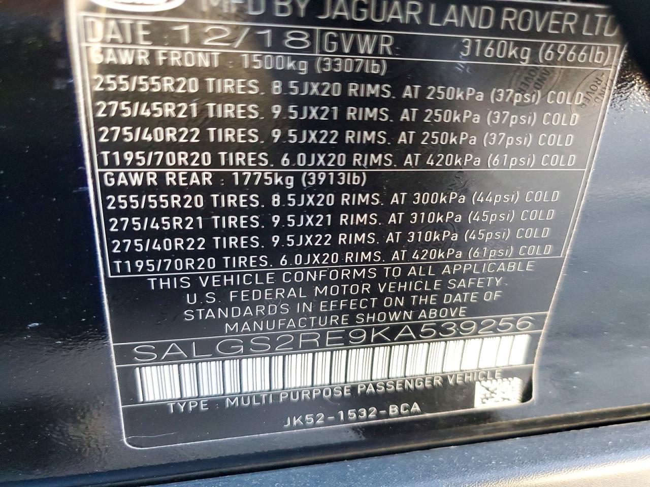 2019 LAND ROVER RANGE ROVER SUPERCHARGED photo 27