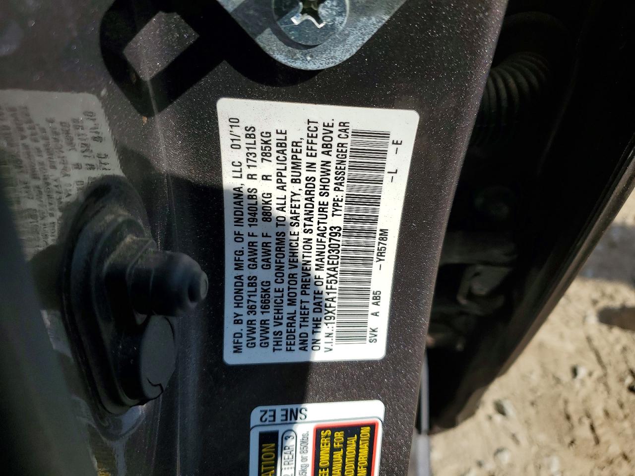 2010 HONDA CIVIC LX photo 23