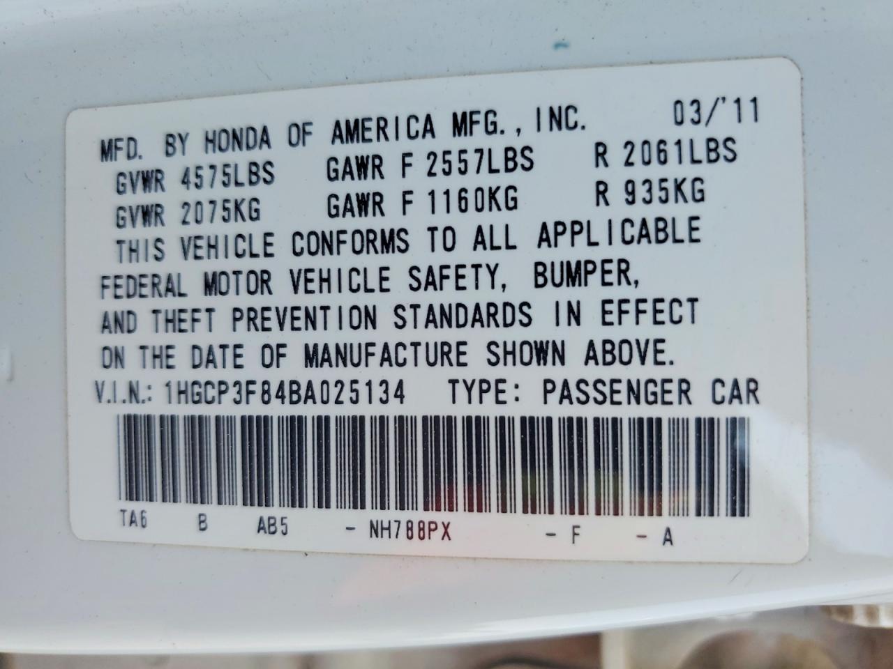 2011 HONDA ACCORD EXL photo 34