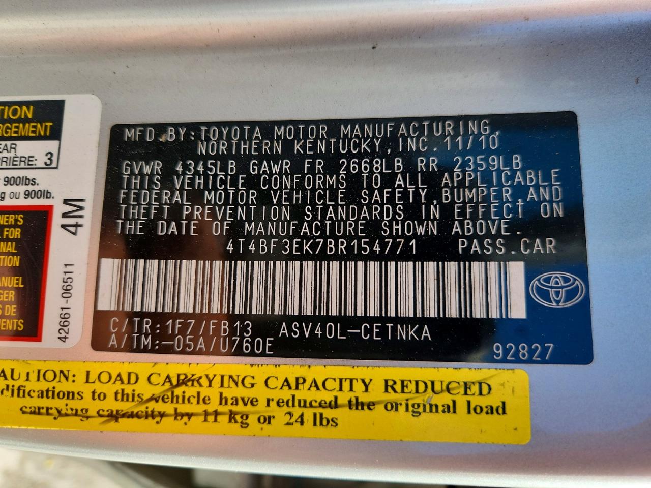 2011 TOYOTA CAMRY LE photo 34